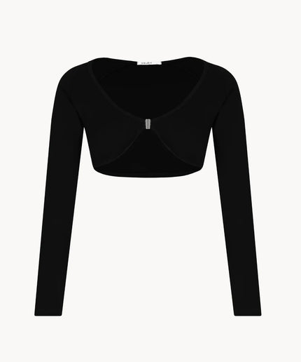 CELEIT RAGLAN CROP SLEEVE BLACK