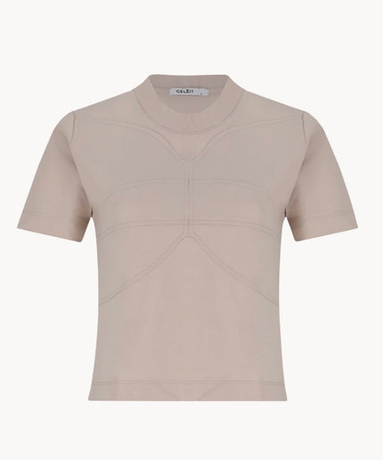 CELEIT LOGO TEXTURED TEE BEIGE